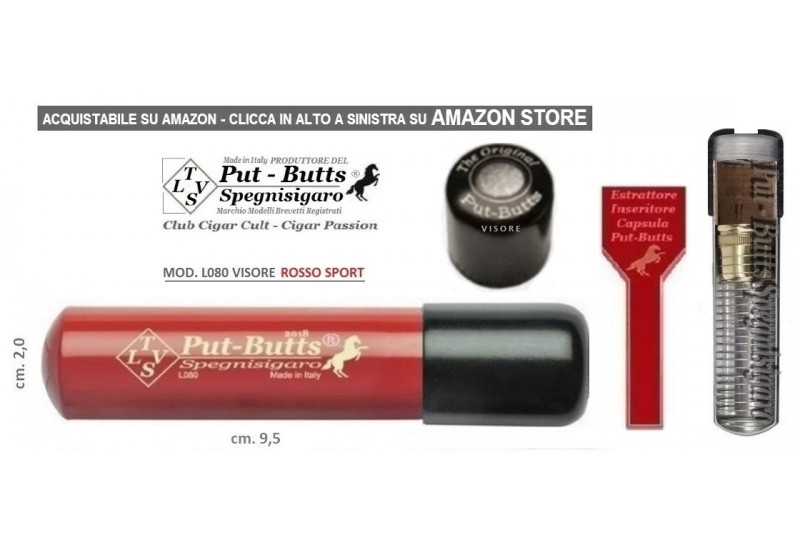 Put-Butts Spegnisigaro VISORE Singolo Colore Rosso Sport - Made in Italy - SPEDIZIONE COMPRESA